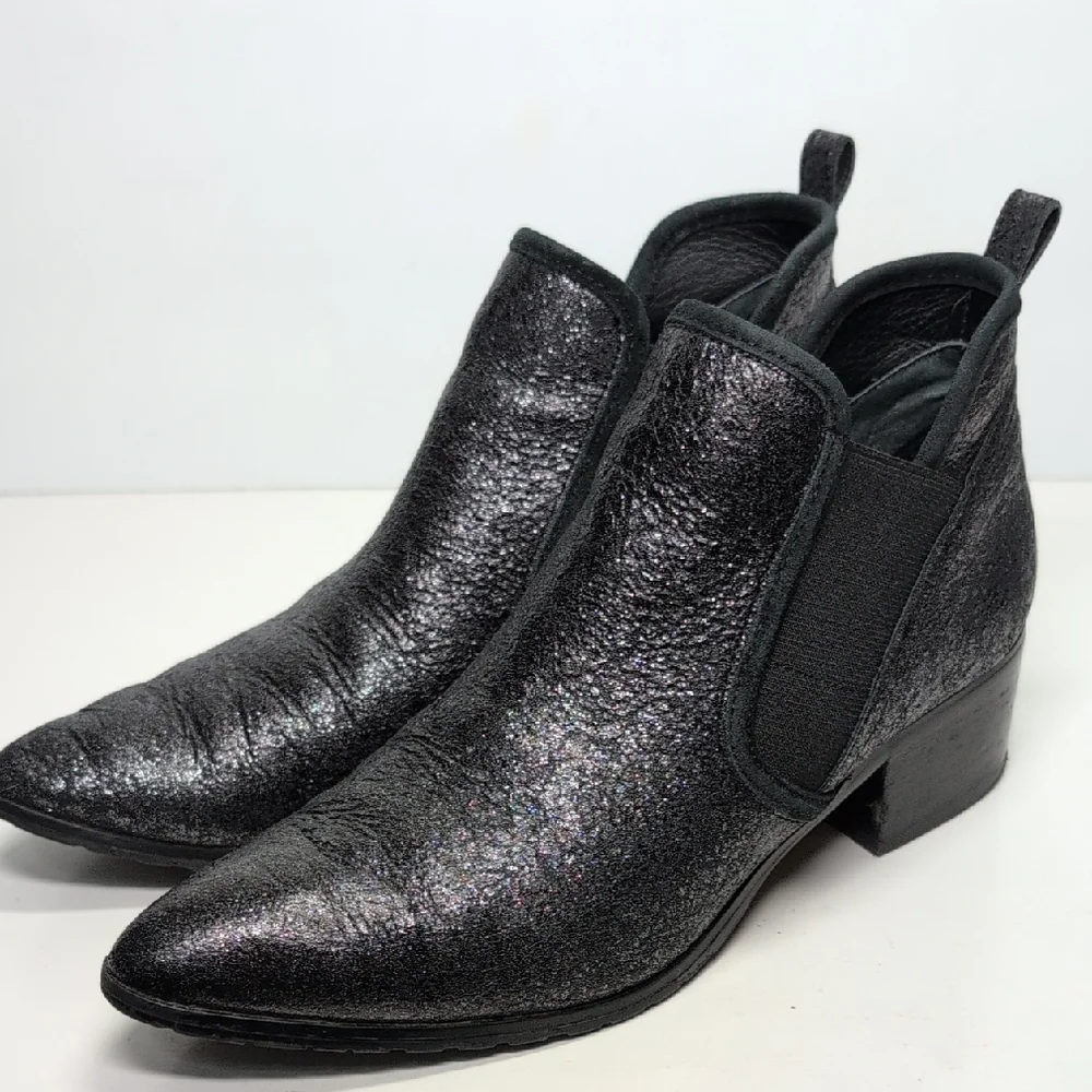 Donald Pliner Darla black glitter ankle boorie boots womans size 6.5